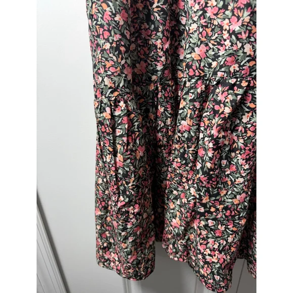 BB Dakota Steve Madden Floral Mini Dress L Black Pink - Picture 6 of 8